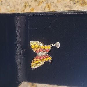 18KT TOP GEM SAPPHIRE BUTTERFLY PENDANT/BROOCH 3 CTS. 5.1 GRAMS GOLD